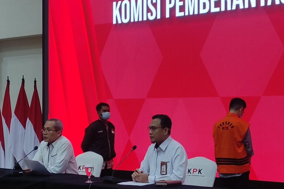 Konferensi Pers terkait penahanan MG usai menjalani pemeriksaan di gedung merah putih KPK