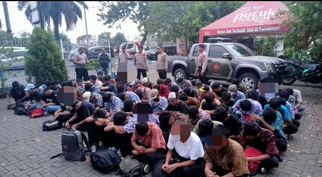 Pelajar yang diamankan di Polsek Kalideres Jakarta Barat