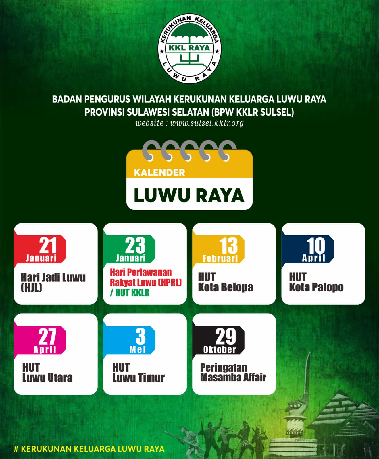 Kalender hari bersejarah di Luwu Raya.