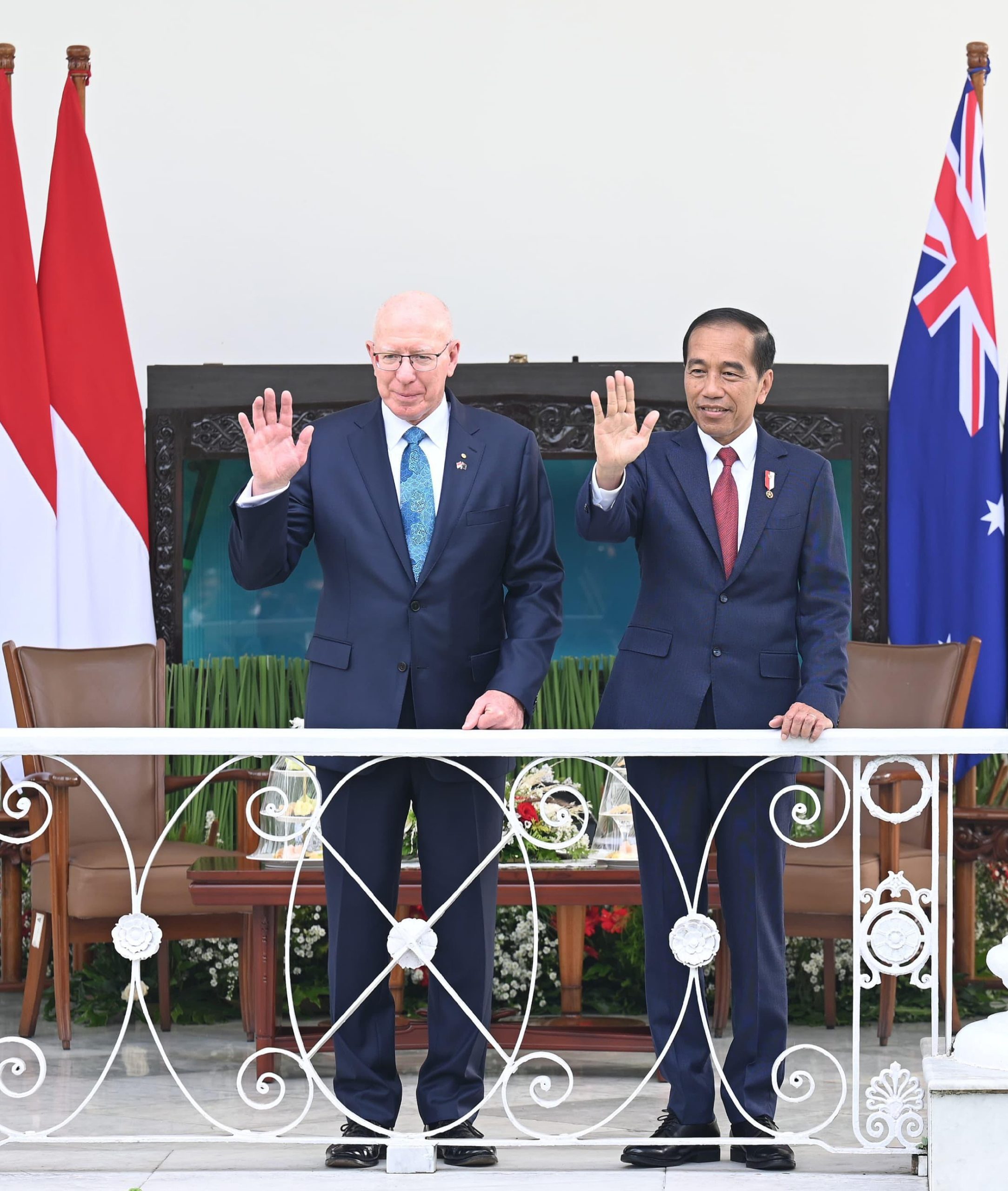 Presiden Joko Widodo menyambut kunjungan kenegaraan Gubernur Jenderal Australia David Hurley di Istana Kepresidenan Bogor, Provinsi Jawa Barat