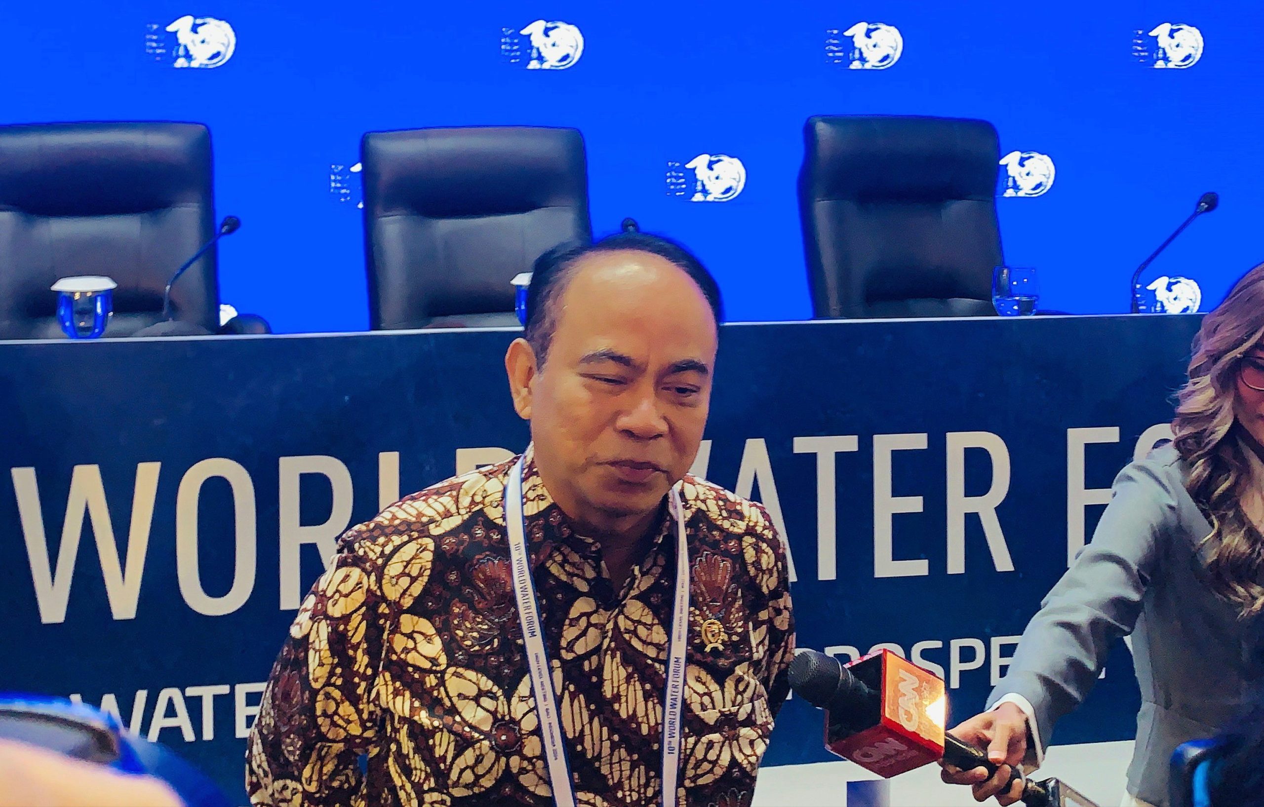 Menkominfo Budi Arie Setiadi saat diwawancara dalam acara konfrensi pers bersama media di Event WWF 2024