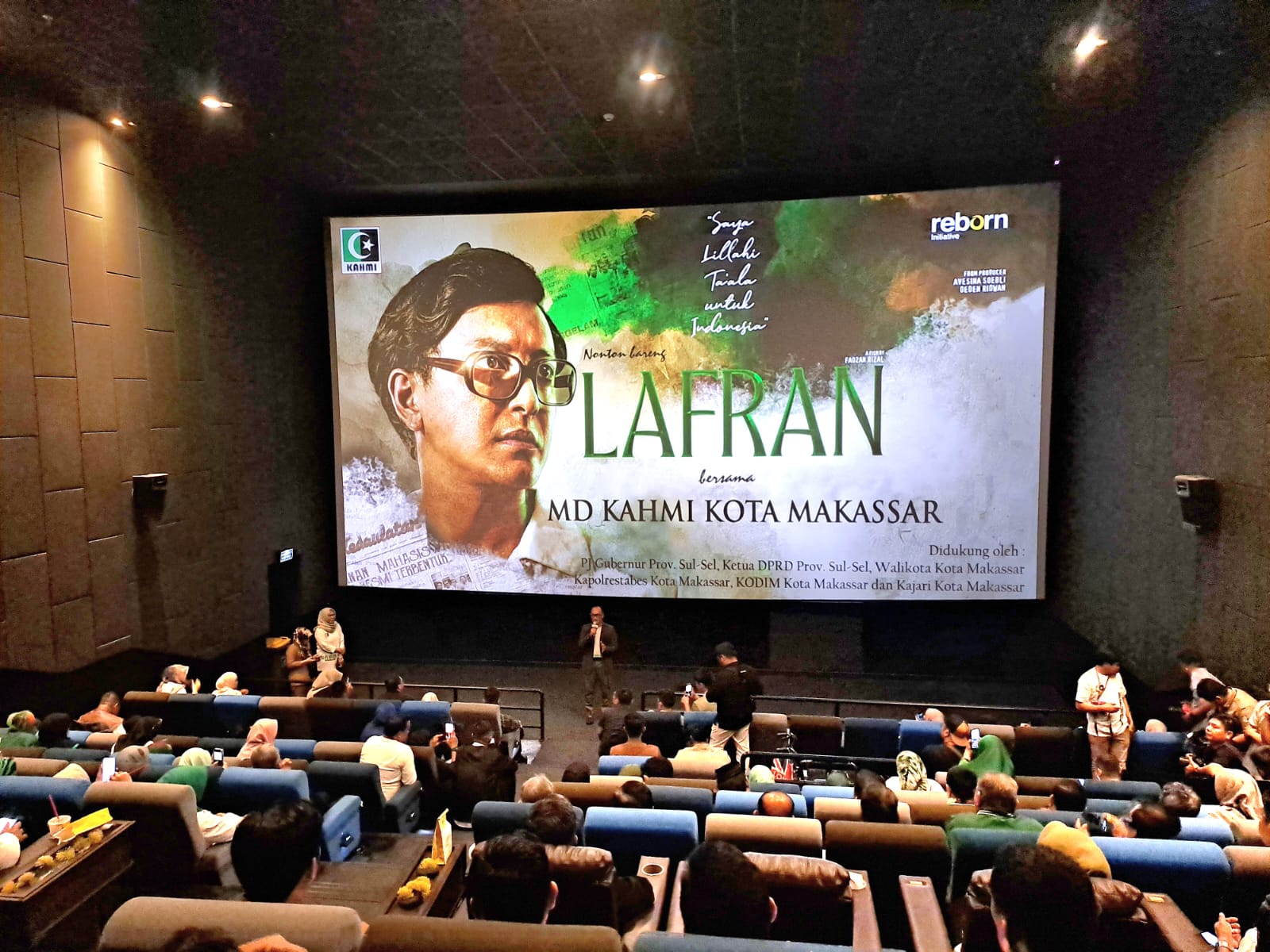 Acara nonton bareng (nobar) film Lafran yang diselenggarakan oleh Majelis Daerah (MD) Korps Alumni Himpunan Mahasiswa Islam (KAHMI) Kota Makassar