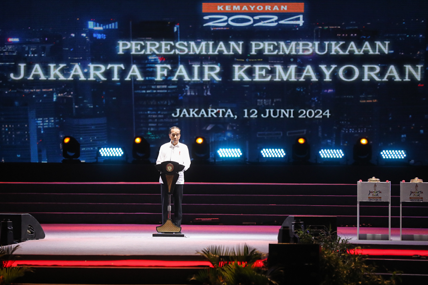 Presiden Joko Widodo saat membuka event Jakarta Fair 2024 di Kemayoran Jakarta