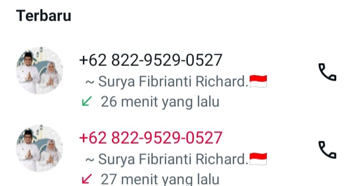 Nomor telepon yang digunakan penipu mengatasnamakan isteri Pj. Bupati Parigi Moutong, Richard Analdo.