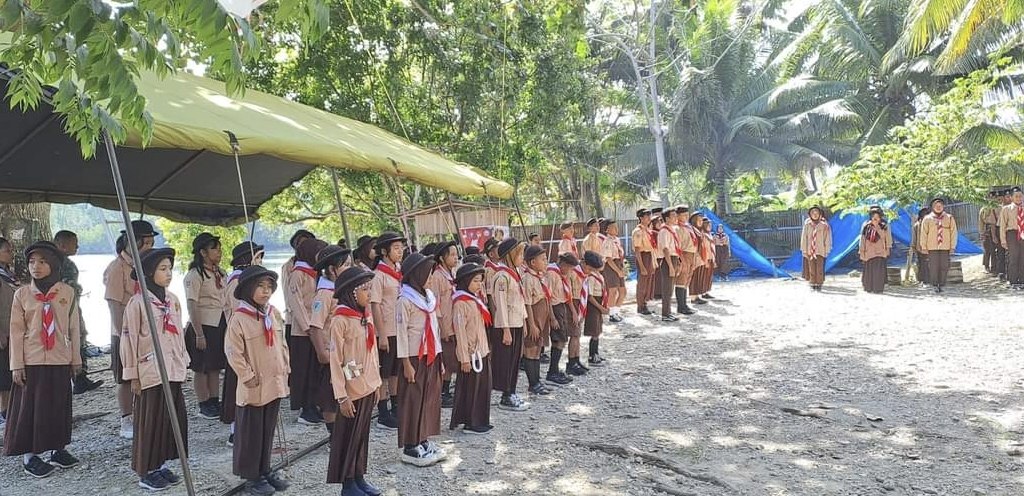 Tampak suasana Upacara HUT Pramuka ke 63 yang turut Sera diikuti oleh Koramil Poso Kota