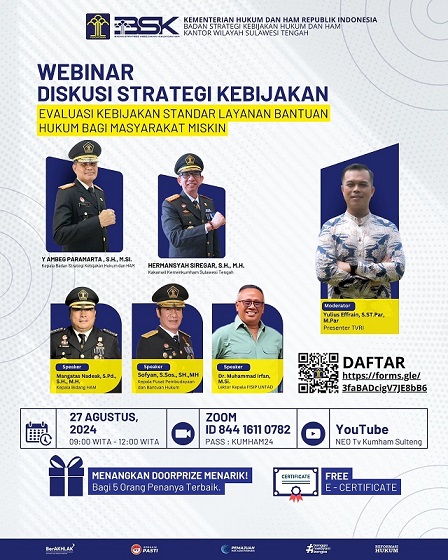 Webinar Diskusi Strategis Kebijakan Kanwil Kemenkumham Sulteng