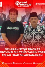 Ketua panitia STQH ke 28 tingkat Provinsi Sulteng Hi. Sukimin (Batik) didampingi Kabag Kesra Setda kab. Poso (kaos Hitam) saat menyampaikan kesiapan pelaksanaan gelaran STQH ,dimana kabupaten sebagai tuan rumah.
