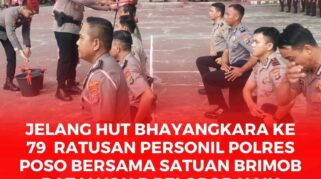 Upacara kenaikan pangkat jelang HUT Bhayangkara ke 79 tahun 2025 yang di gelar di halaman Mapolres Poso