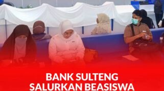 Antrian pencairan Beasiswa Berani Cerdas di Bank Sulteng.