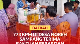 Suasana Pembagian Beras dan Minyak Goreng kepada 773 KPM di Desa Noreh Kabupaten Sampang
