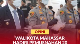 Walikota Makassar Munafri Arifuddin, Kapolda Sulsel Brigjen Djuhandhani Rahardjo Puro, saat pemusnahan barang bukti Narkotika