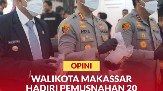 Walikota Makassar Munafri Arifuddin, Kapolda Sulsel Brigjen Djuhandhani Rahardjo Puro, saat pemusnahan barang bukti Narkotika