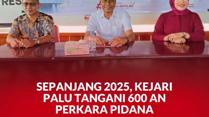 Kepala Kejaksaan Negeri Palu, Mohamad Rohmadi, S.H., M.H. Didampingi Kasi Pidsus Junaedi, S.H., MH., dan Kasi Pidum Inti Astuti, S.H., MH
