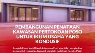 Tampak maket atau contoh gambar bentuk kawasan Pertokoan yang akan di bangun dan ditata oleh Pemkab Poso.