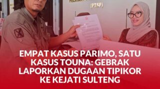 Sekretaris Jenderal Dewan Pimpinan Pusat (DPP) GEBRAK, Thomy Kristianto saat menyerahkan berkas laporan ke SPKT Kejati Sulteng