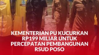 Direktur Jenderal Prasarana Strategis Kementerian PU, Tanozisochi Lase bersama rombongan yang di dampingi Kadis PU kabupaten Poso Ir. Mappatunru, saat mengunjungi lokasi pembangunan RSUD Poso