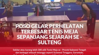 Tampak berbagai atlit yang sedang bertanding pada ajang terbesar sepanjang sejarah olah raga tenis meja yang di gelar di kabupaten Poso