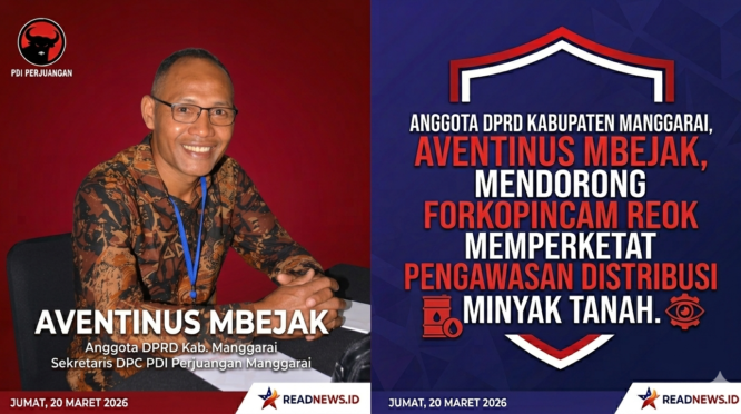Anggota DPRD Kabupaten Manggarai sekaligus Sekretaris DPC PDI Perjuangan Manggarai, Aventinus Mbejak