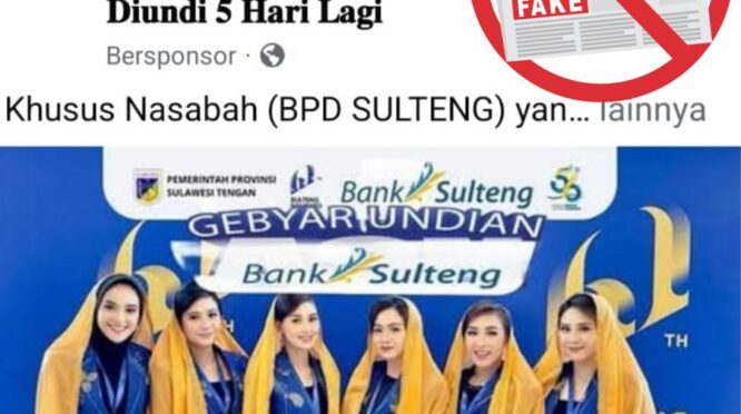 Postingan HOAX yang mencatut nama Bank Sulteng.