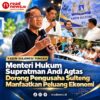 Menteri Hukum Republik Indonesia, Supratman Adi Agtas saat berdialog dengan Pengurus KADIN SUlteng. Pada Minggu.
