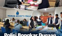 Kasat Reskrim Polresta Palu, AKP. Ismail memimpin penggeledahan di kantor PDAM AVO Palu