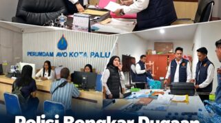 Kasat Reskrim Polresta Palu, AKP. Ismail memimpin penggeledahan di kantor PDAM AVO Palu