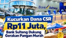Bank Sulteng dukung Gerakan Pangan Murah, Salurkan bantuan CSR Sebesar Rp. 11 juta