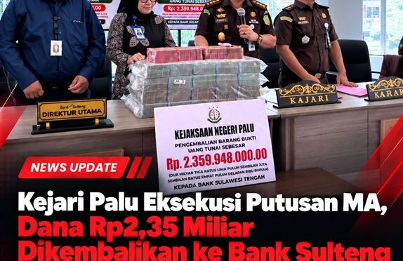 Kejari Palu Pengembalian Barang Bukti kepada Bank Sulteng