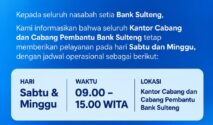 Pelayanan Prima Bank Sulteng meski dihari Sabtu dan Minggu
