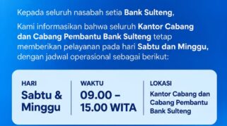 Pelayanan Prima Bank Sulteng meski dihari Sabtu dan Minggu