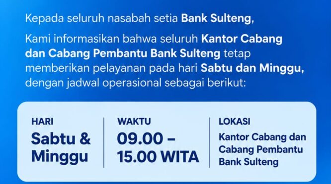 Pelayanan Prima Bank Sulteng meski dihari Sabtu dan Minggu